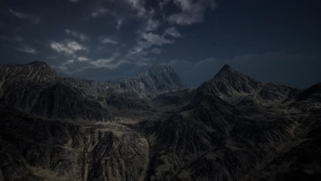 storm dark clouds over volcanic valley