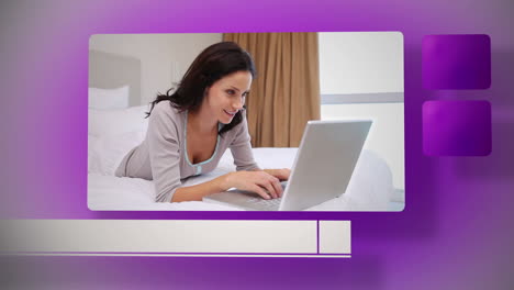 mujeres usando su computadora portátil en su cama