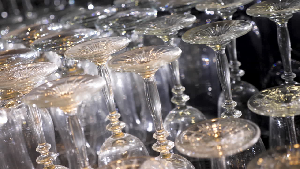 Arrangement of Upside Down Wine Glasses