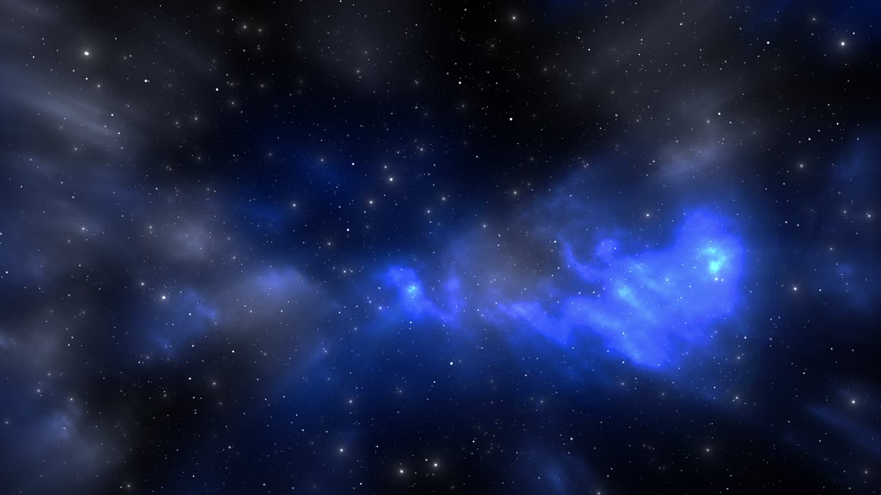 4K 구름 사이로 날아가는 별, 광활한 우주, 성운, 움직이는 우주의 빛나는 별, 신성 4K