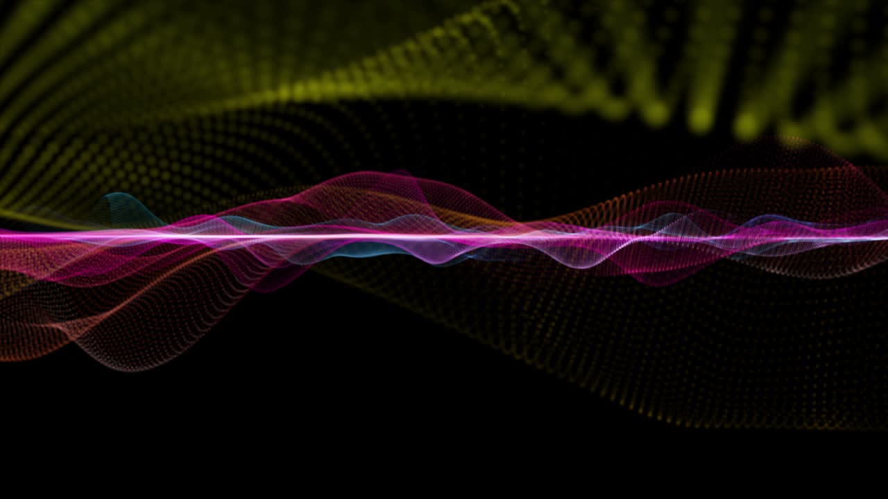 Futuristic animation with particle wave object in slow motion, 4096x2304 loop 4K