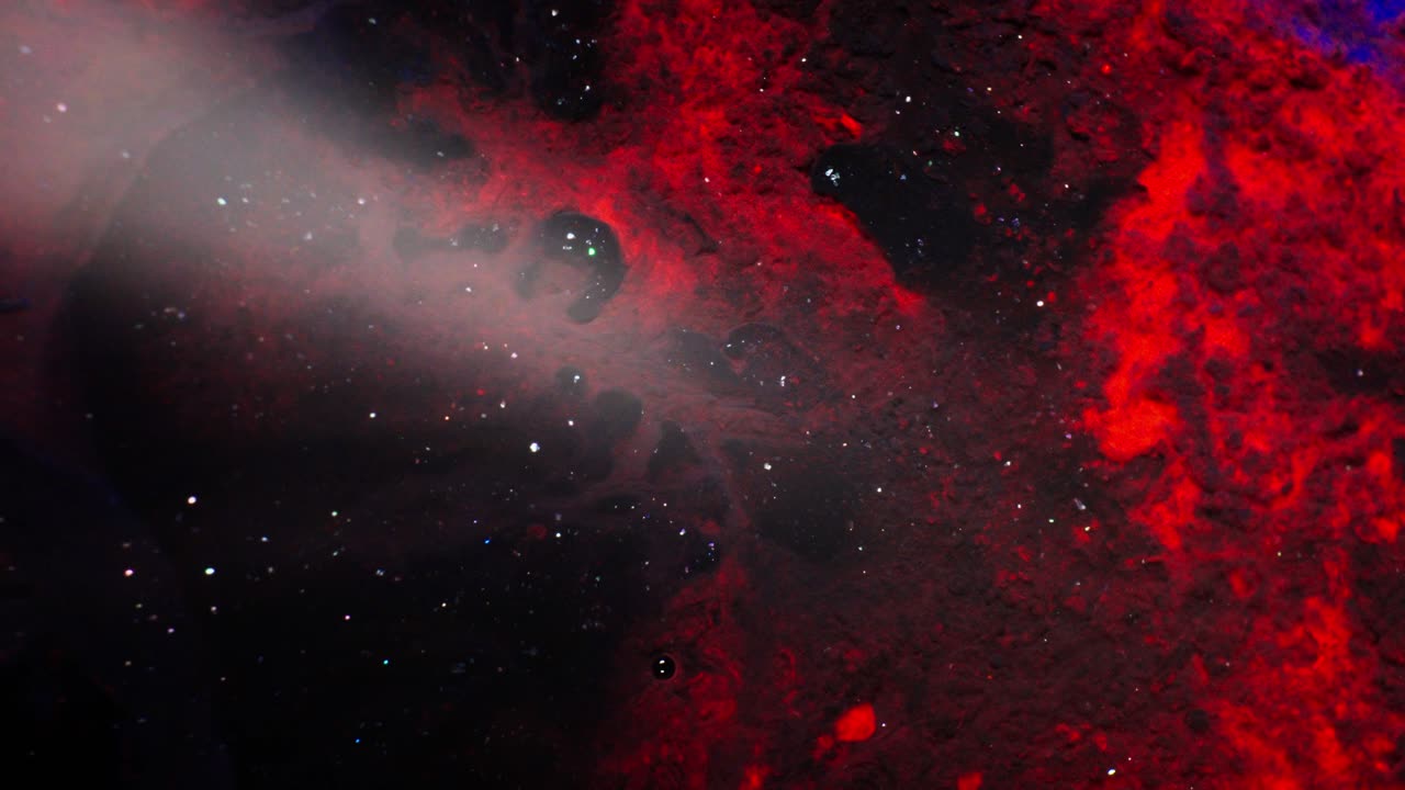 Fiery abstract texture flowing with cosmic vibe, macro view of alcoholic ink art