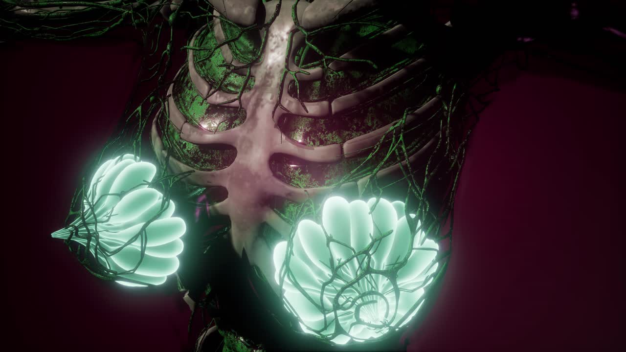 cuerpo humano con brillo visible glándula mamaria