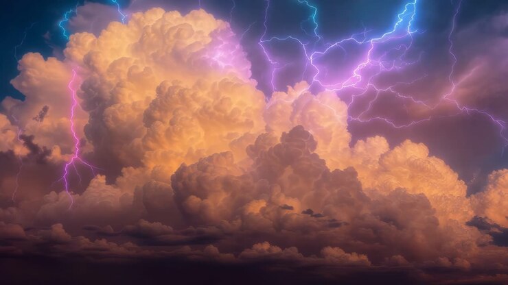 Drammatico paesaggio nuvoloso del tramonto