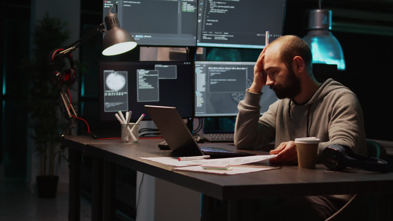 Man working on computer at desk