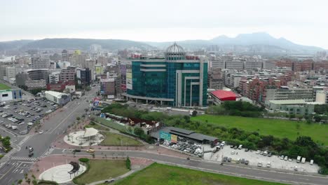 aerial view of a shopping mall in taiwan , jing guan plaza