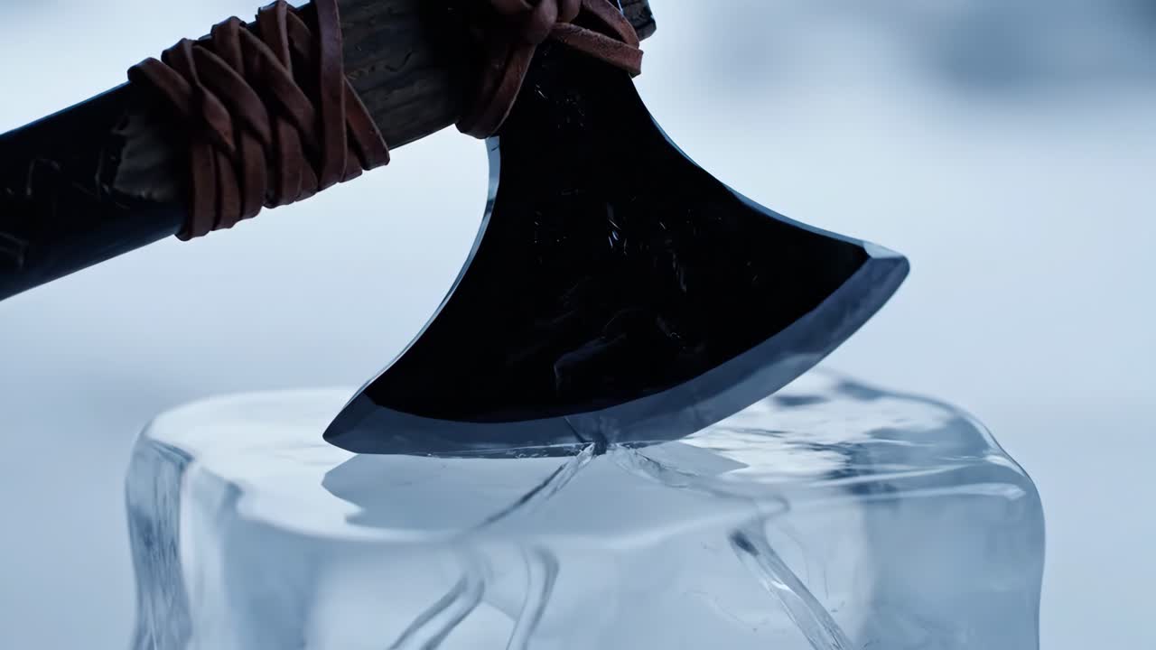 Axe piercing ice