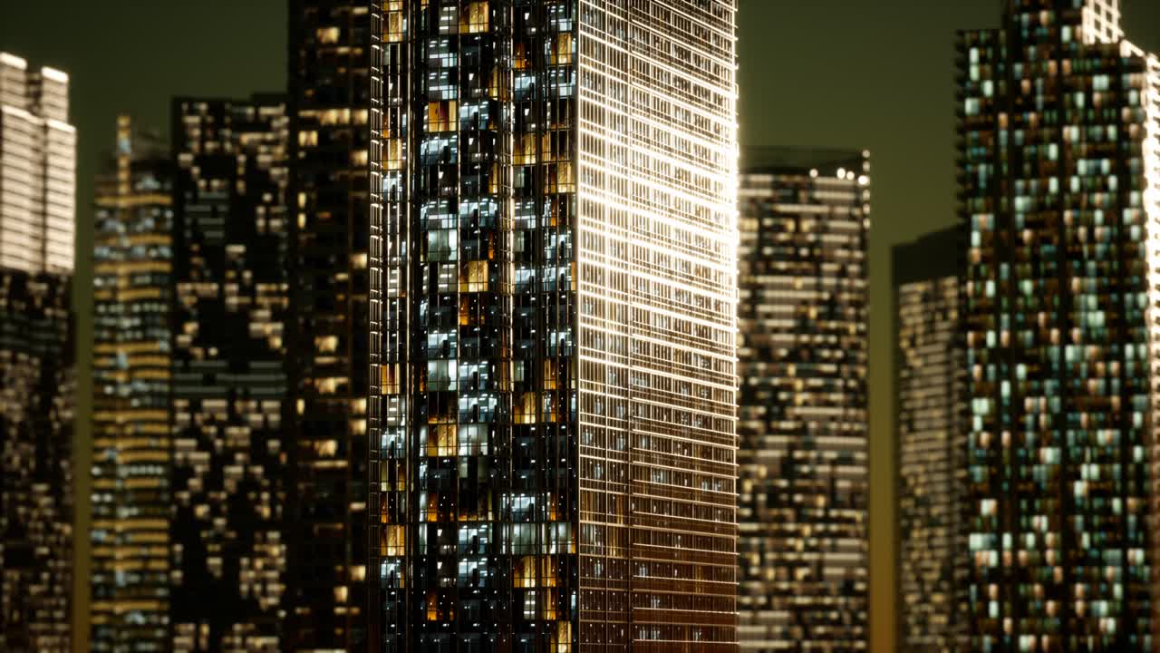 rascacielos en el barrio de negocios por la noche