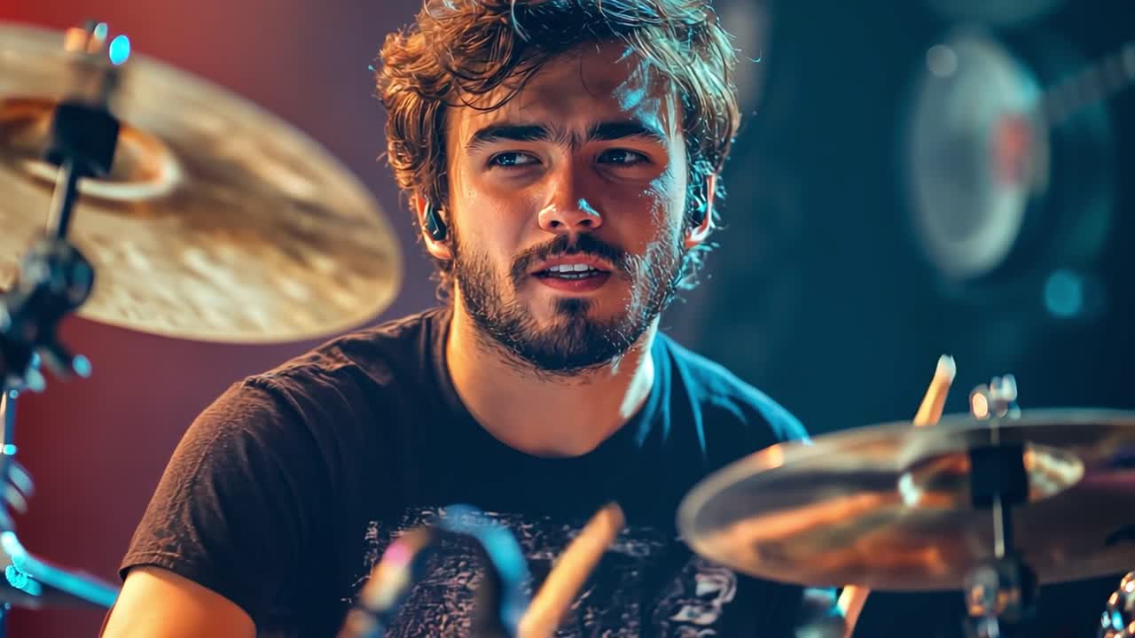 A drummer performing live music