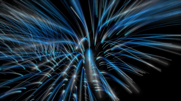 Futuristic animation with glowing stripe objects in slow motion, 4096x2304 loop 4K