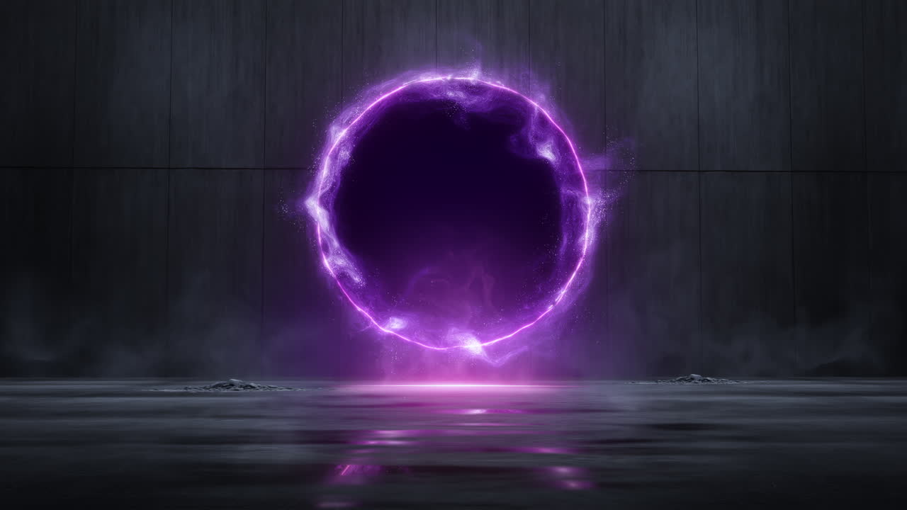 Looping glowing energy portal in scifi room