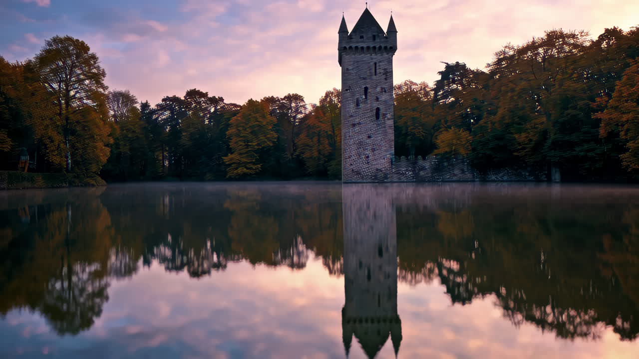 Tranquil Castle Tower at Sunrise
