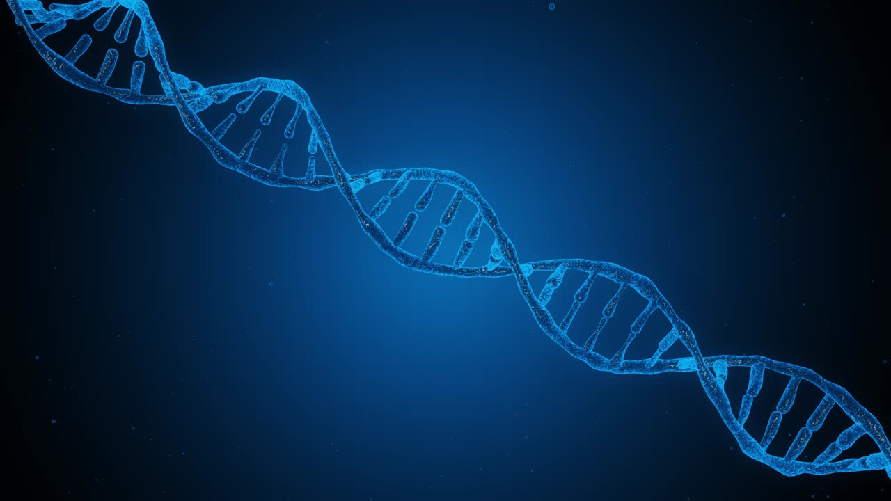 animación 3d de la molécula de adn. la dirección del adn es oblicua.