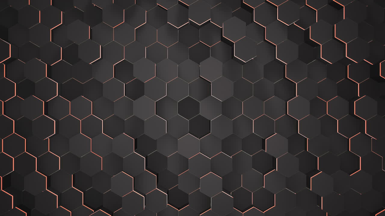 fondo de cuadrícula hexagonal negro y rojo oscuro de movimiento fondo abstracto