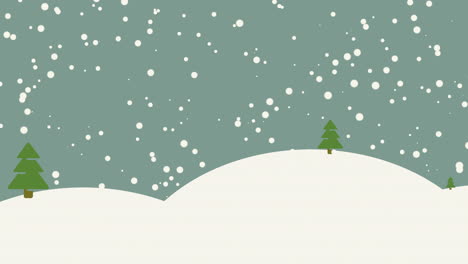 Animated-closeup-snow-forest-with-trees-and-mountains-holiday-background