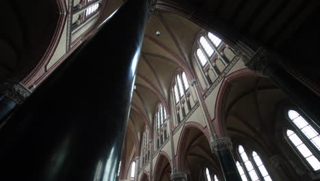 rib vault ceiling at the church nave of gouwekerk in the dutch city of gouda