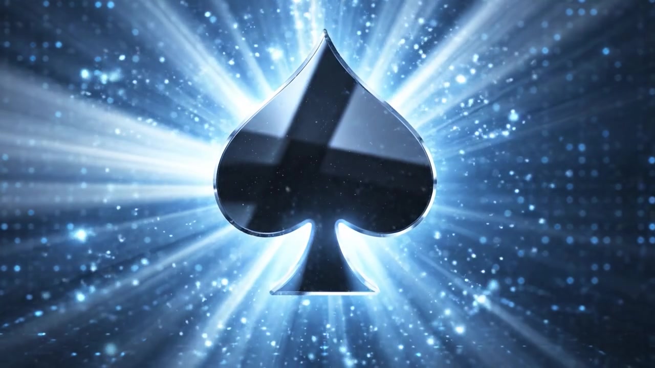 A Dazzling Transformation of a Luminescent Digital Space Invokes the Essence of Fortune with a Striking Black Spade Icon at Its Center, Embracing Elegance and Mystery.