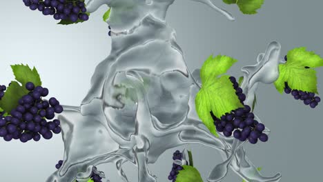 fresh grapes and water spinning in the air. high quality 4k seamless loop able (with alpha)