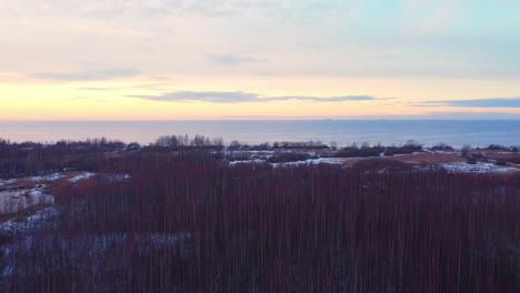 Chilly-winter-fall-season-at-Daugavgriva-blue-hour-Latvia-aerial