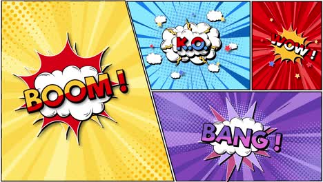 colorful comic-style animation with explosive effects