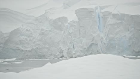 coastline with ice and snow, big glacier and iceberg