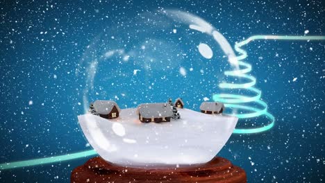 Christmas-animation-of-hut-in-snow-globe-4k