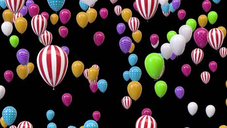 loop flying multicolored balloons with alpha channel