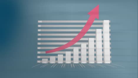animación del procesamiento de datos financieros y las estadísticas con flecha roja
