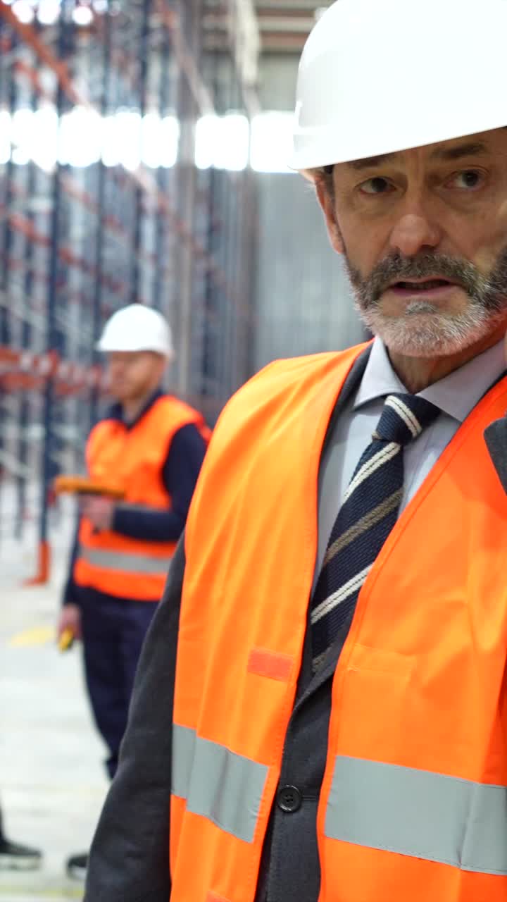 Warehouse worker on cellphone