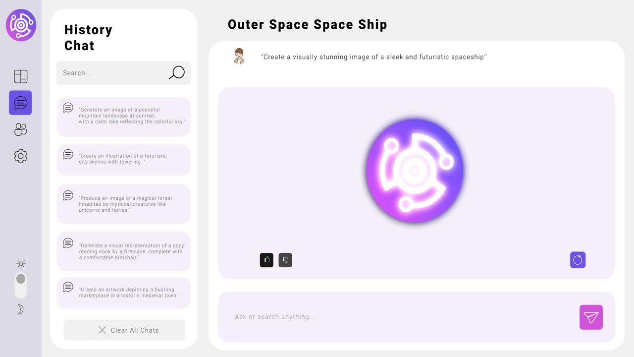 animación del procesamiento de datos de chat sobre la pantalla