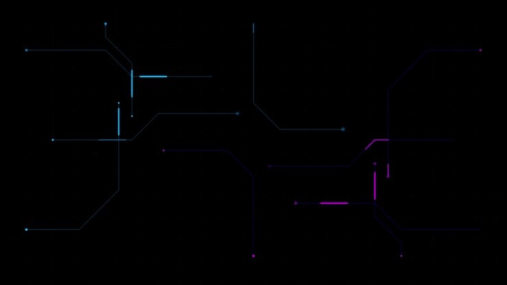 Abstract Digital Circuit Board Animation with Glowing Neon Lines