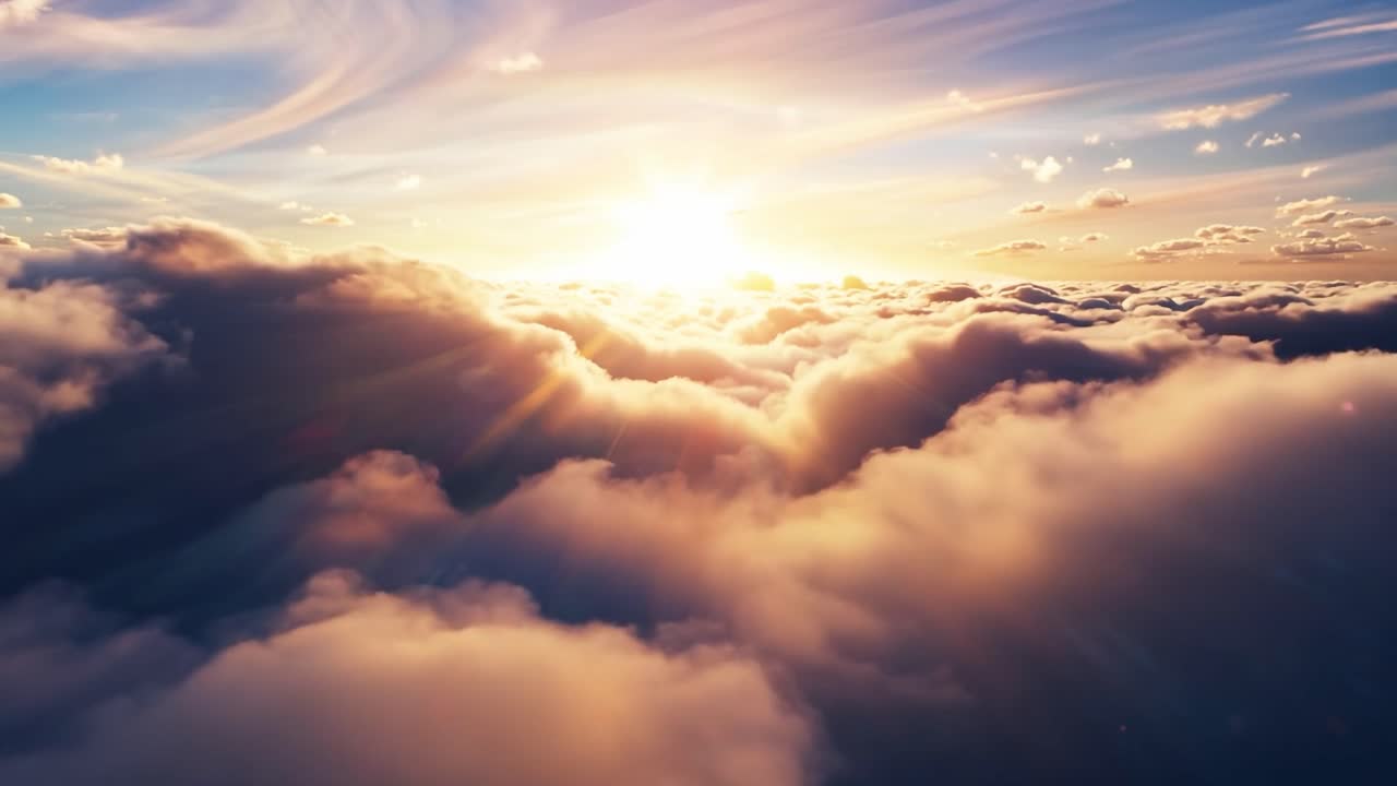 Premium stock video Sunset above the clouds
