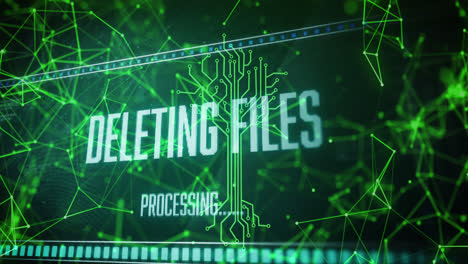 Animation-of-integrated-circuit-over-connections-and-deleting-files-on-digital-screen