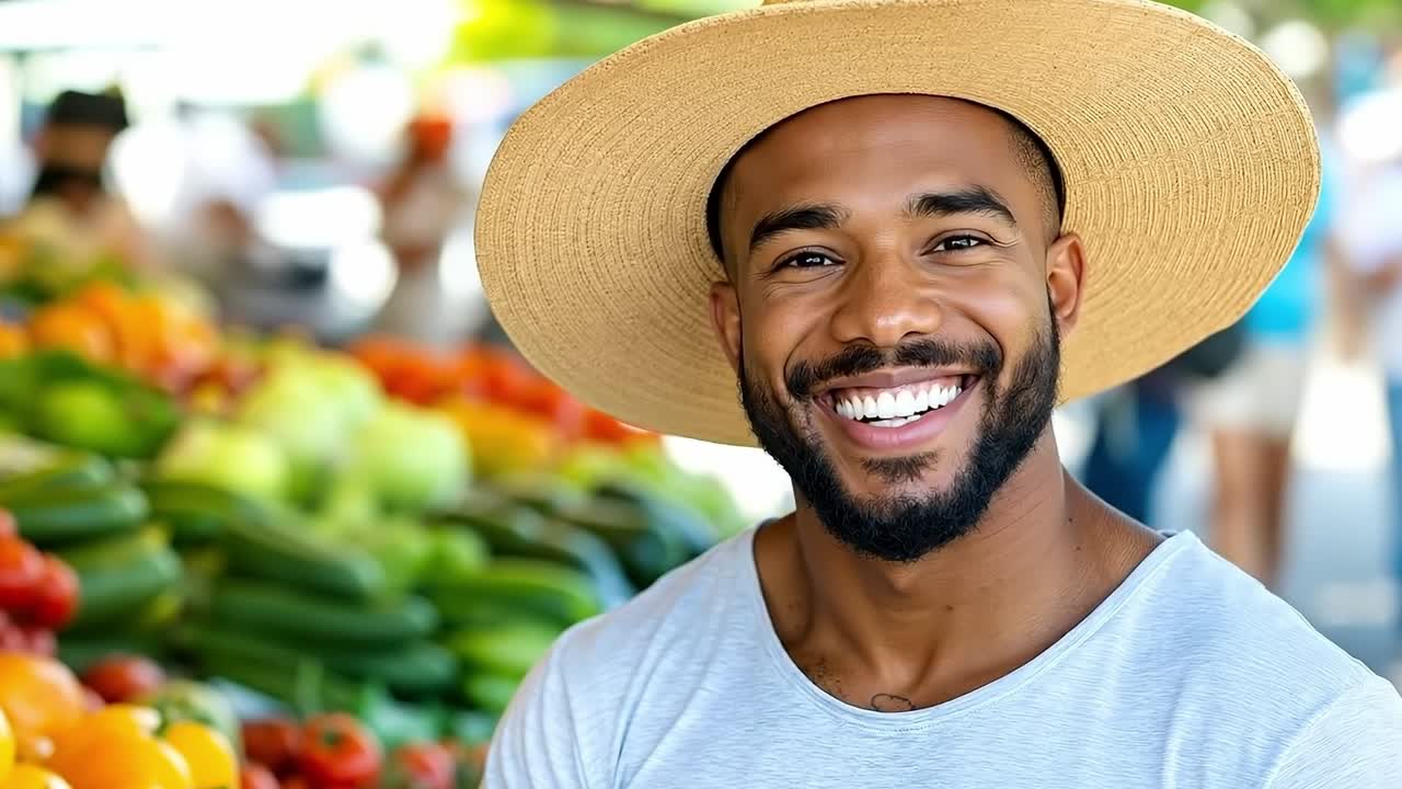 Un hombre con sombrero de paja sonríe a la cámara.