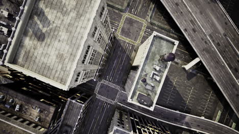 stunning aerial view of a bustling urban landscape with intricate roadways