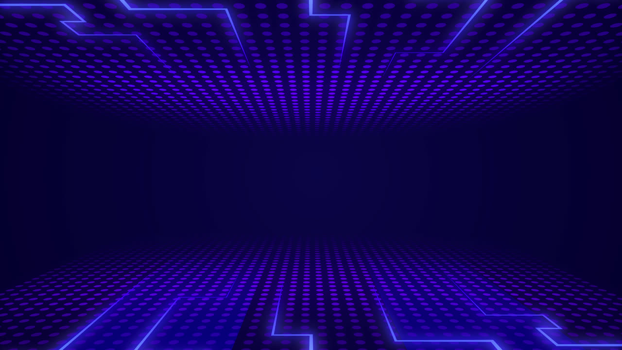 Futuristic Neon Blue Light Lines and Dotted Grid Abstract Background
