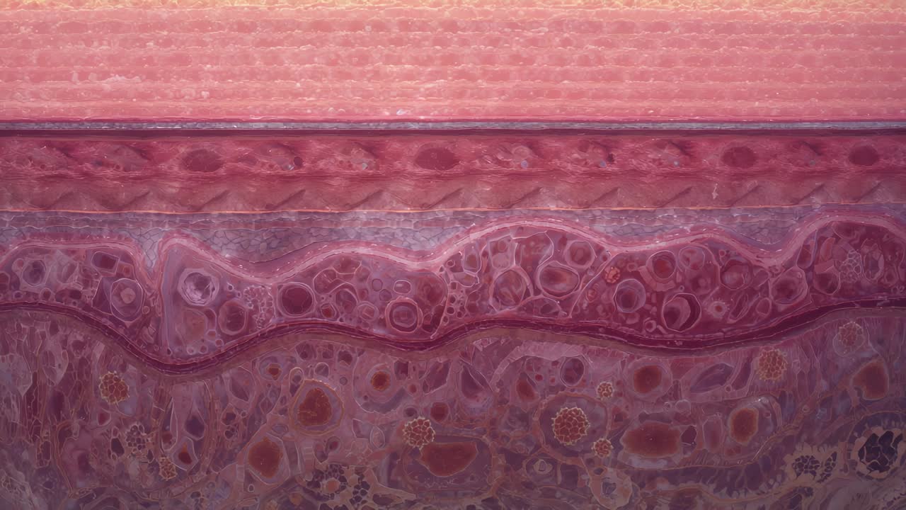 Sezione di tessuto colorato di rosa che si sposta durante la regolazione della messa a fuoco in laboratorio per migliorare il contrasto