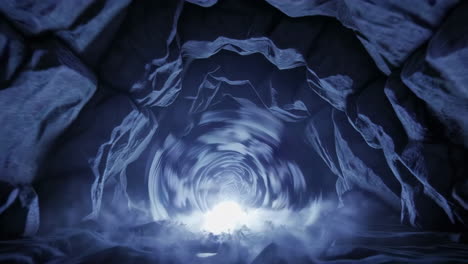mystical glowing cave tunnel