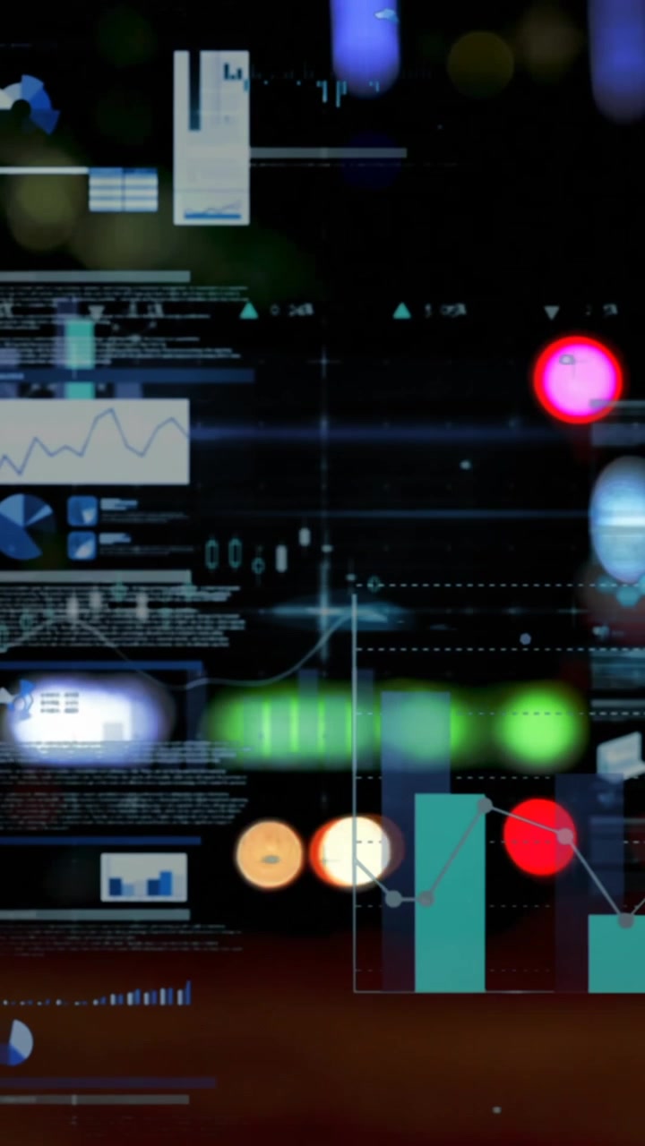 Animation of statistics processing over out of focus lights and cityscape