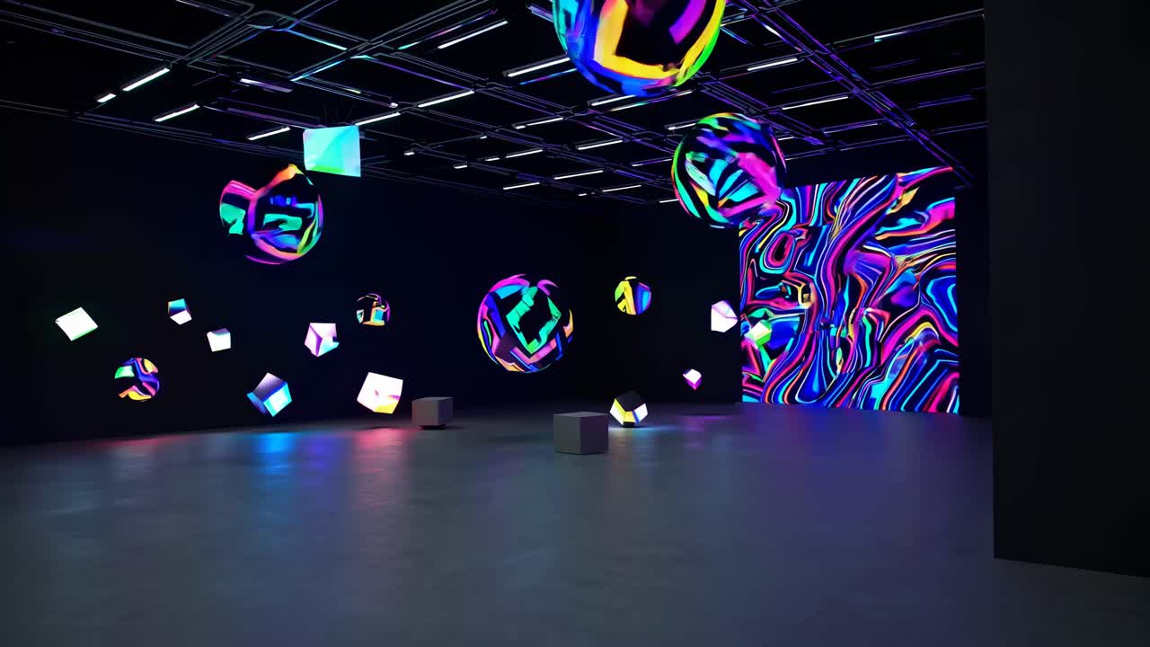 Installazione d'arte astratta vibrante