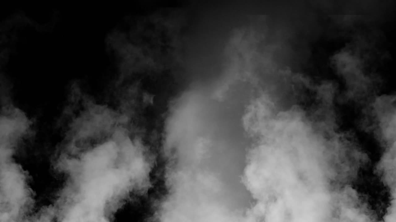 Realistic white smoke or fog rises from bottom of frame on black background. Use as overlay for atmospheric, moody, or mysterious scenes