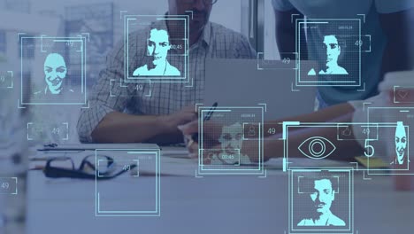 animación de los usuarios de las redes sociales sobre diversos empresarios en la oficina