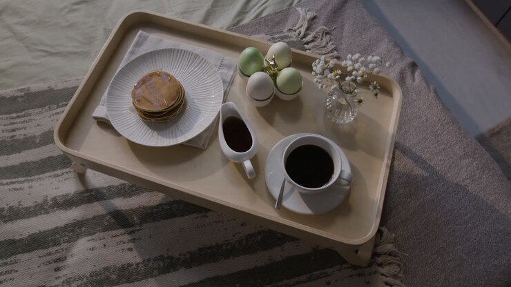 Breakfast in Bed with Easter Eggs
