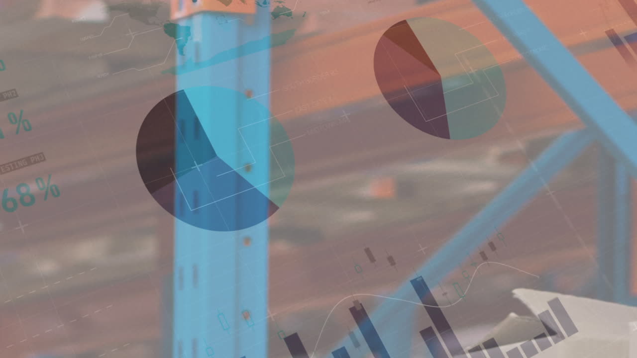 animación del procesamiento de datos en un almacén vacío