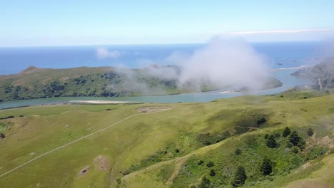 Drone-shot-of-Russian-River-meeting-the-Pacific-Ocean