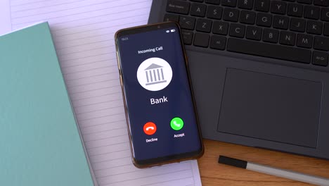 concept of the bank calling you to assist you on online banking services.
