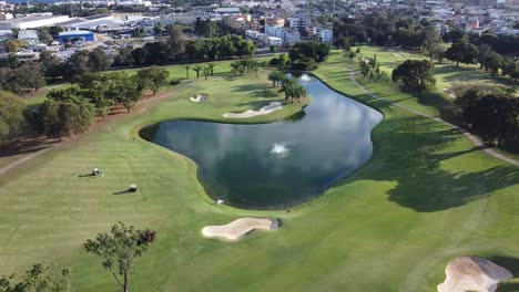 aerial view of a green golf course