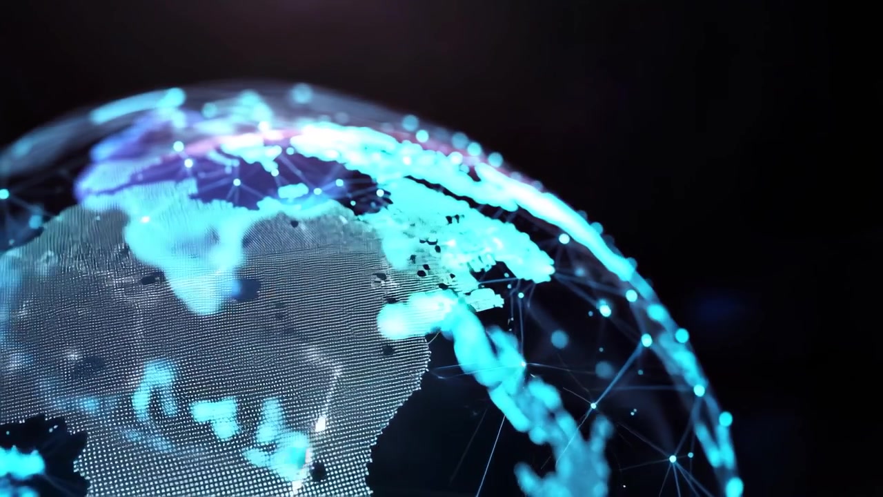 Abstract Digital Earth Globe with Glowing Network Connections