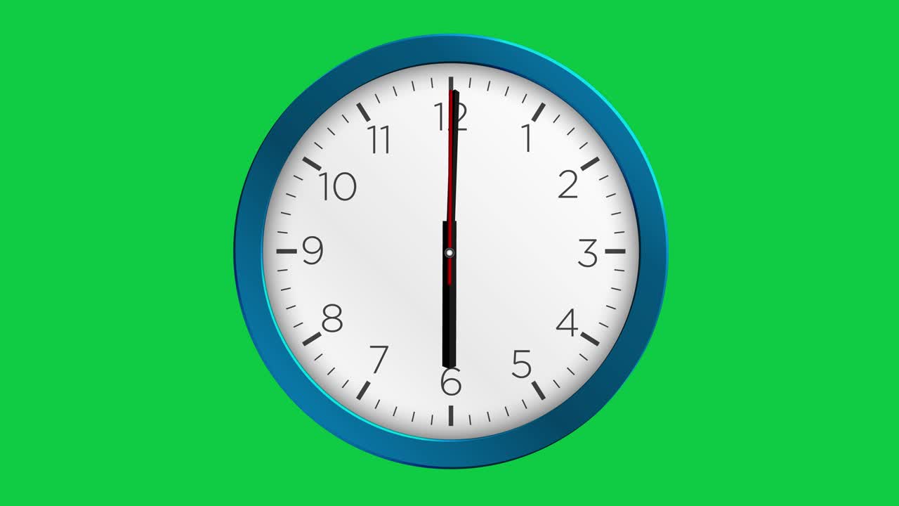 Clock timelapse looping 12 hours - Clock - Wall clock - Minimal abstract motion 3d rendering clock time concept time lapse hours - Clock Time Lapse - Clock time lapse loopable - 12 hours timelapse - Blue color clock loop - Chroma Key  Background