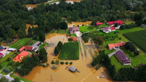 horrific aerial 4k drone footage of august, floods in pomurje region of slovenia